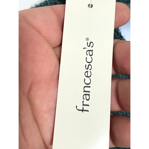 Francescas Harper Heritage Green Sweater Dress L Surplice Open Back Bow Boho NWT - Picture 6 of 10